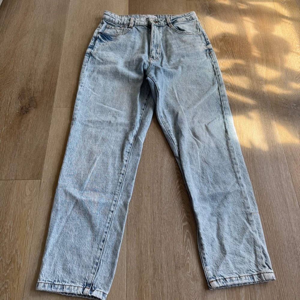 Zara Light Wash Straight Leg Denim Jeans